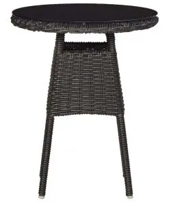 vidaXL 3 Piece Garden Bistro Set with Cushions Poly Rattan Black