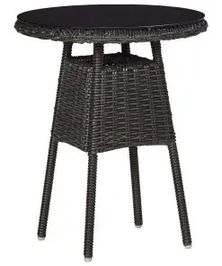 vidaXL 3 Piece Garden Bistro Set with Cushions Poly Rattan Black