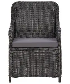 vidaXL 3 Piece Garden Bistro Set with Cushions Poly Rattan Black