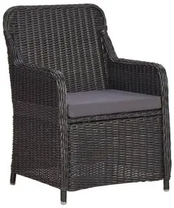 vidaXL 3 Piece Garden Bistro Set with Cushions Poly Rattan Black