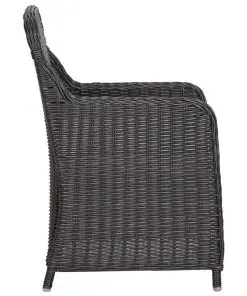 vidaXL 3 Piece Garden Bistro Set with Cushions Poly Rattan Black