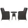 vidaXL Garden Chairs 2 pcs with Tea Table Poly Rattan Black