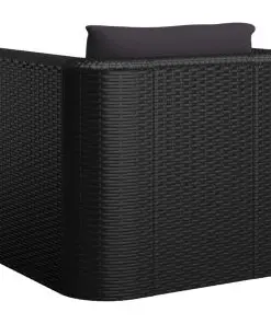 vidaXL Single Sofa with Cushions Poly Rattan Black