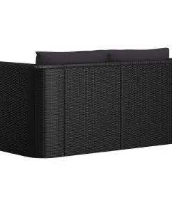 vidaXL 2 Piece Garden Sofa Set with Cushions Poly Rattan Black