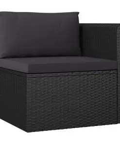 vidaXL 2 Piece Garden Sofa Set with Cushions Poly Rattan Black