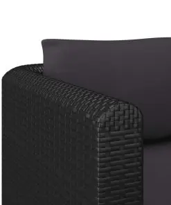 vidaXL 2 Piece Garden Sofa Set with Cushions Poly Rattan Black