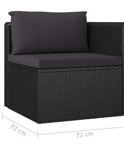 vidaXL 2 Piece Garden Sofa Set with Cushions Poly Rattan Black