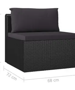 vidaXL 3 Piece Garden Sofa Set with Cushions Poly Rattan Black