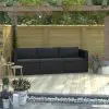 vidaXL 3 Piece Garden Sofa Set with Cushions Poly Rattan Black