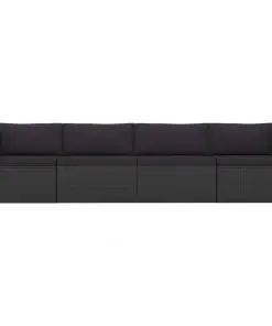 vidaXL 4 Piece Garden Sofa Set with Cushions Poly Rattan Black