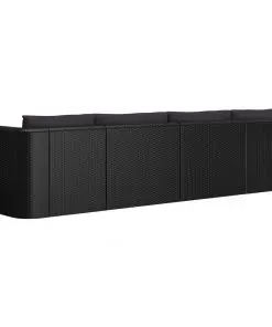 vidaXL 4 Piece Garden Sofa Set with Cushions Poly Rattan Black