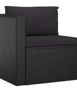 vidaXL 4 Piece Garden Sofa Set with Cushions Poly Rattan Black