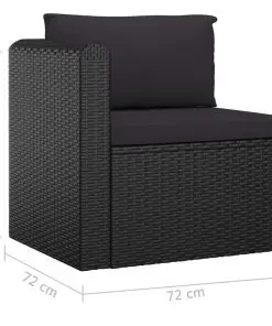 vidaXL 4 Piece Garden Sofa Set with Cushions Poly Rattan Black