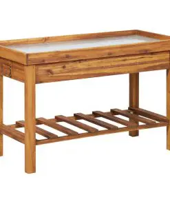 vidaXL Garden Work Bench with Zinc Top Solid Acacia Wood