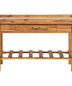 vidaXL Garden Work Bench with Zinc Top Solid Acacia Wood