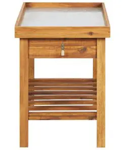 vidaXL Garden Work Bench with Zinc Top Solid Acacia Wood