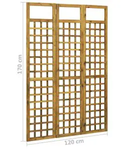 vidaXL 3-Panel Room Divider/Trellis Solid Acacia Wood 120×170 cm