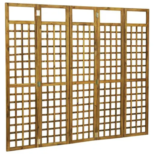 vidaXL 5-Panel Room Divider/Trellis Solid Acacia Wood 200×170 cm