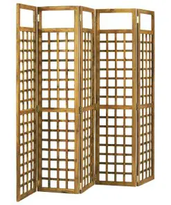 vidaXL 5-Panel Room Divider/Trellis Solid Acacia Wood 200×170 cm
