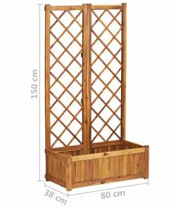 vidaXL Planter with Trellis 80x38x150 cm Solid Acacia Wood