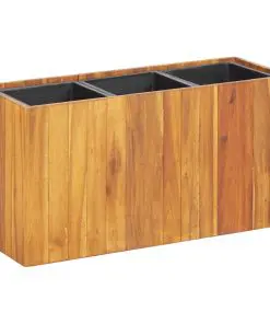 vidaXL Garden Planter with 3 Pots Solid Acacia Wood