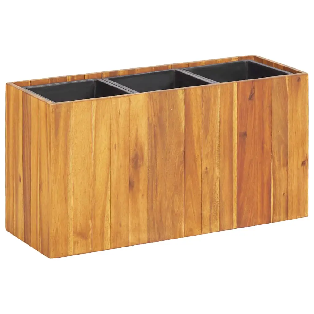 vidaXL Garden Planter with 3 Pots Solid Acacia Wood