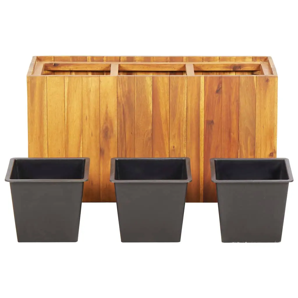 vidaXL Garden Planter with 3 Pots Solid Acacia Wood