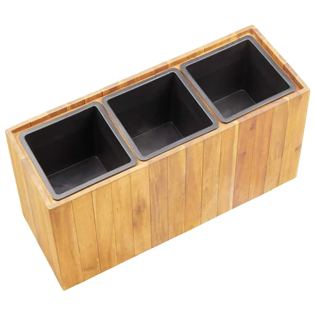 vidaXL Garden Planter with 3 Pots Solid Acacia Wood
