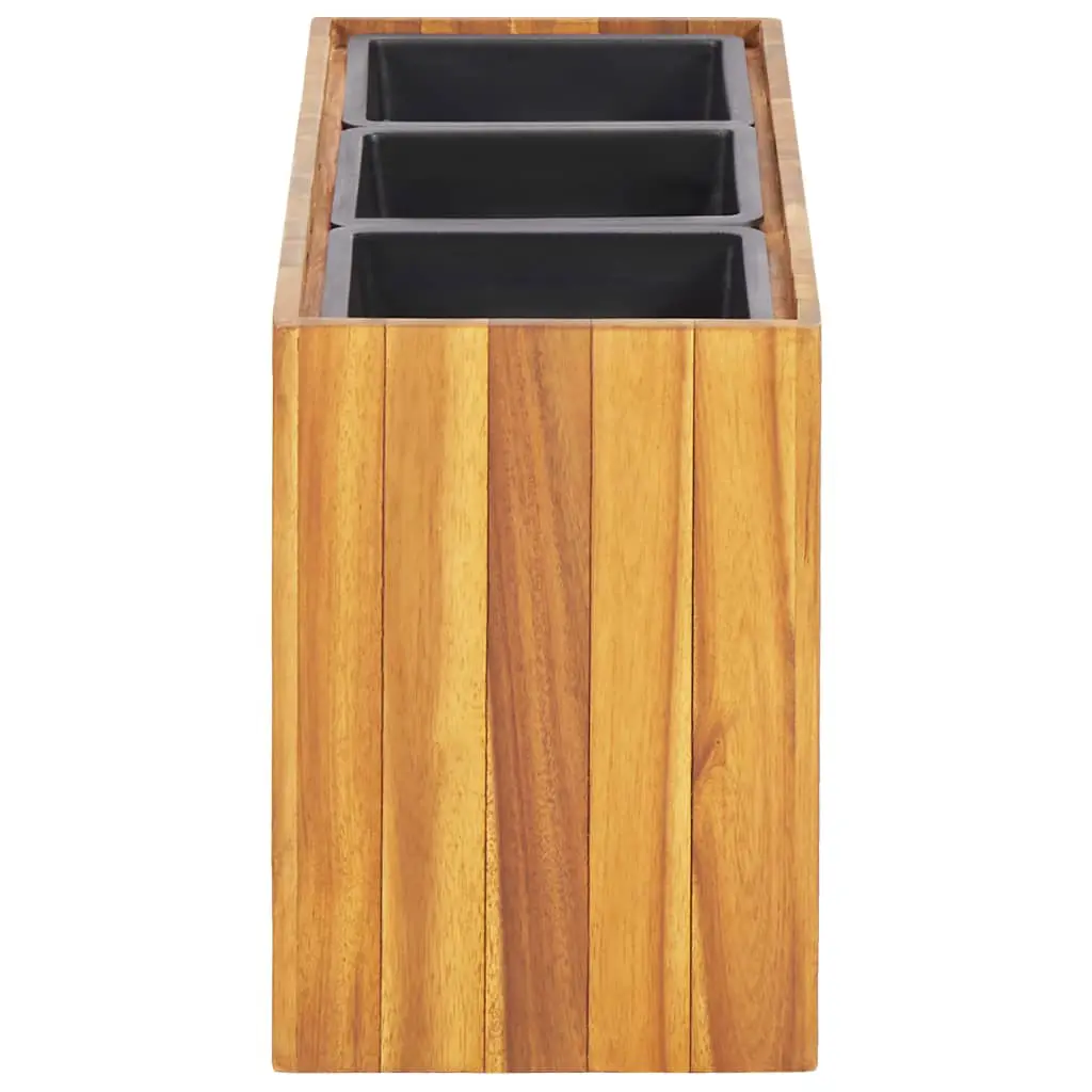 vidaXL Garden Planter with 3 Pots Solid Acacia Wood