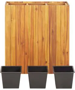 vidaXL Garden Planter with 3 Pots Solid Acacia Wood