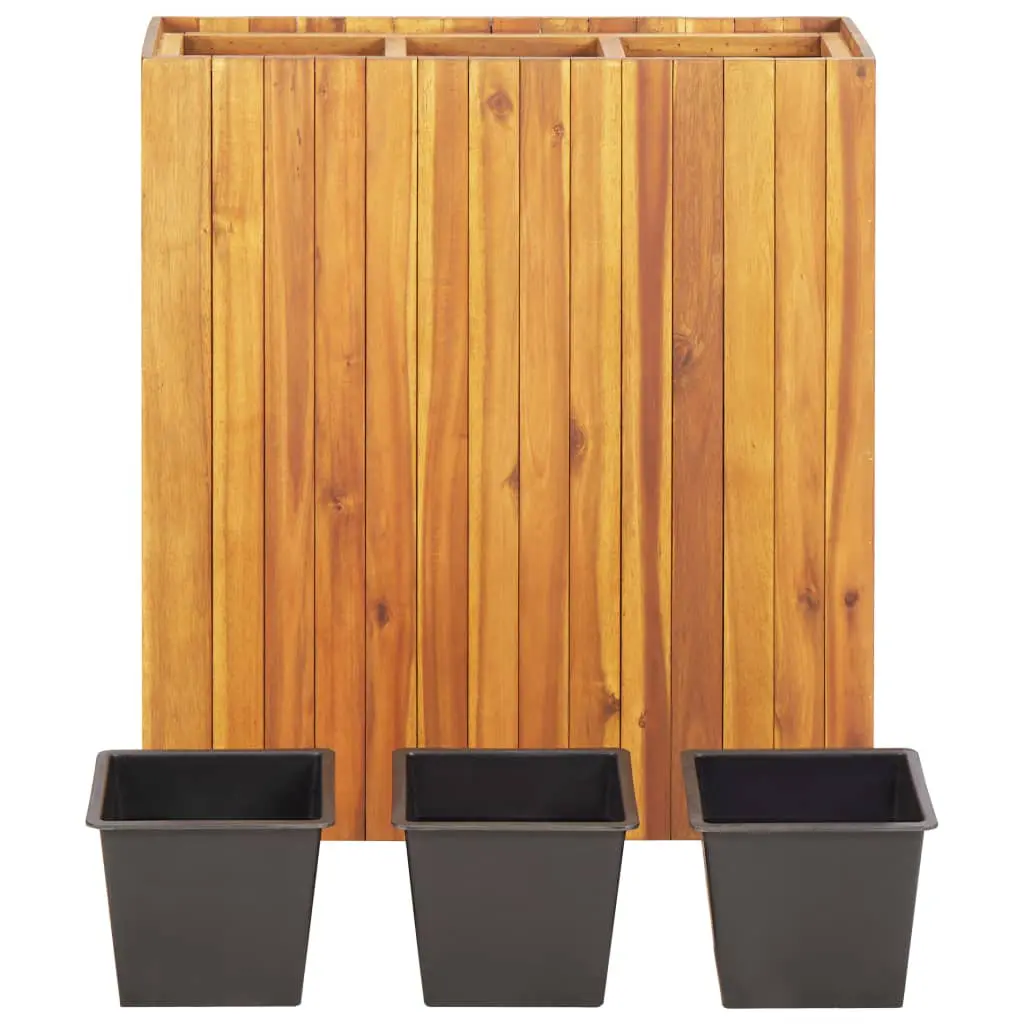 vidaXL Garden Planter with 3 Pots Solid Acacia Wood