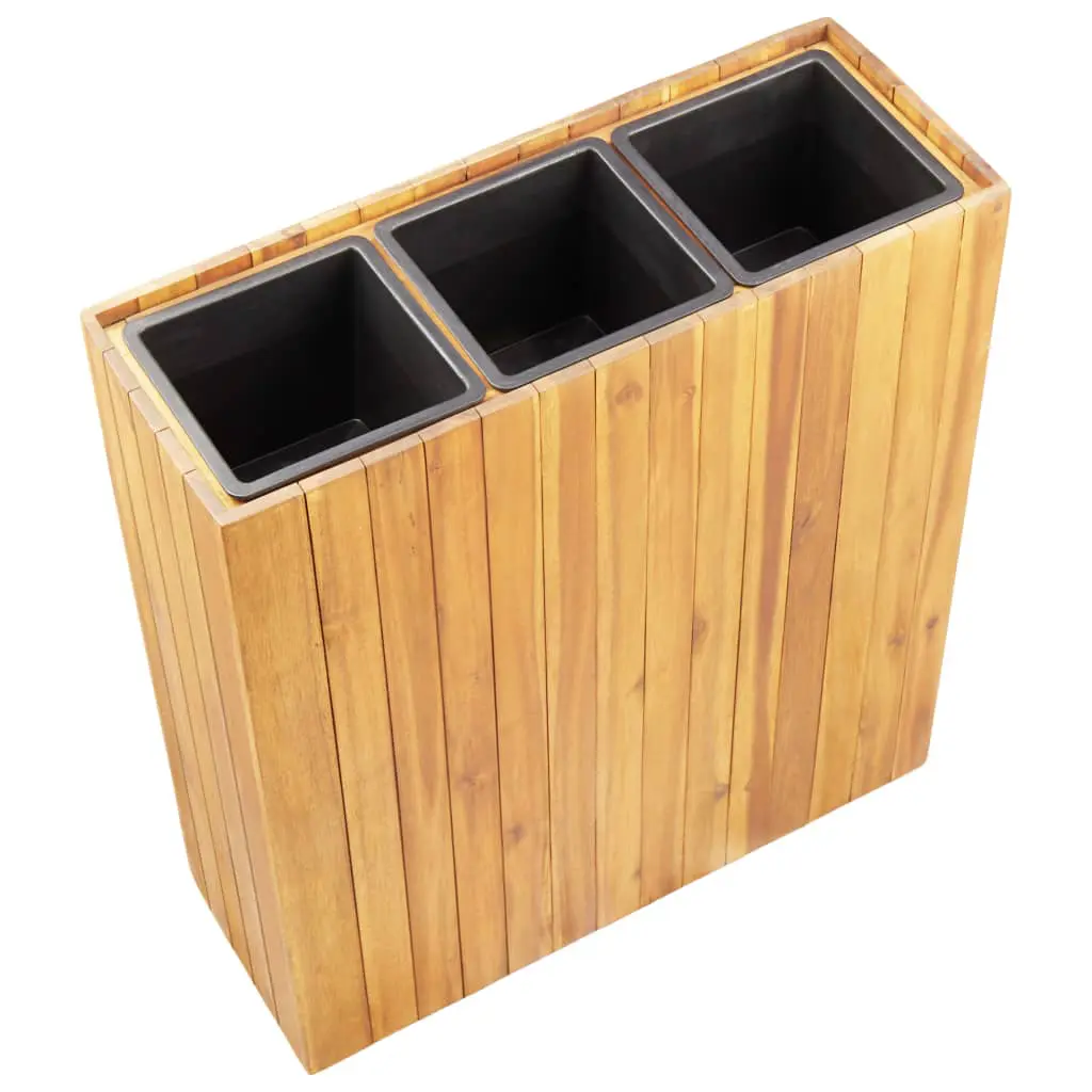 vidaXL Garden Planter with 3 Pots Solid Acacia Wood