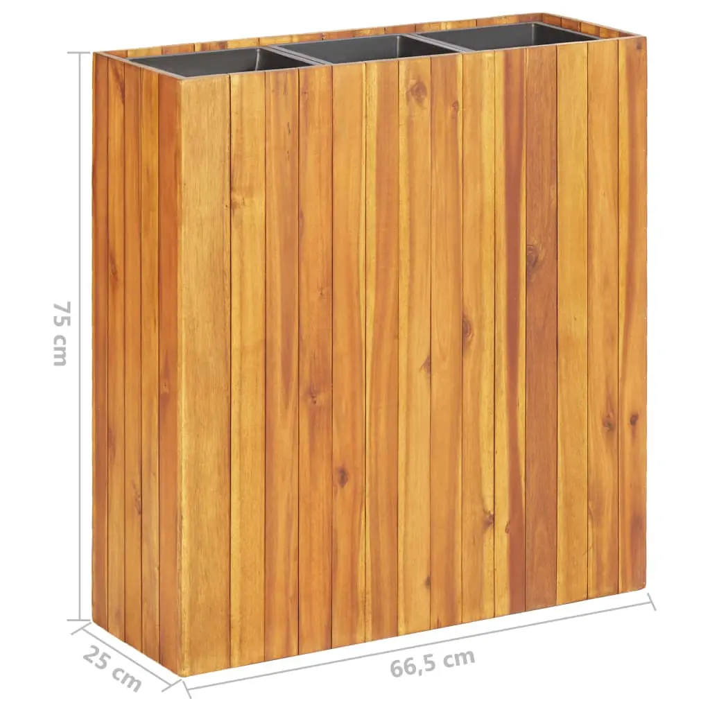 vidaXL Garden Planter with 3 Pots Solid Acacia Wood