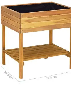 vidaXL Raised Garden Planter 78.5×58.5×78.5 cm Solid Acacia Wood