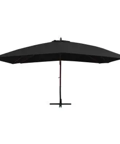 vidaXL Hanging Parasol with Wooden Pole 400×300 cm Black