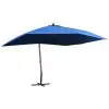 vidaXL Hanging Parasol with Wooden Pole 400×300 cm Blue