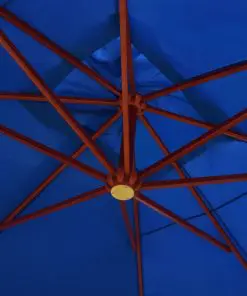 vidaXL Hanging Parasol with Wooden Pole 400×300 cm Blue