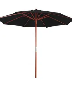 vidaXL Parasol with Wooden Pole 300×258 cm Black