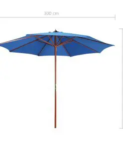vidaXL Parasol with Wooden Pole 300×258 cm Blue