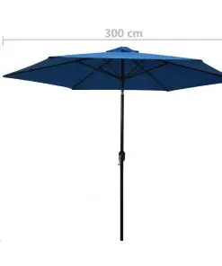 vidaXL Outdoor Parasol with Metal Pole 300 cm Azure