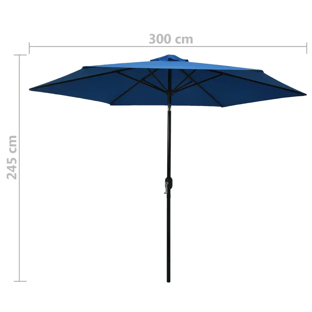 vidaXL Outdoor Parasol with Metal Pole 300 cm Azure