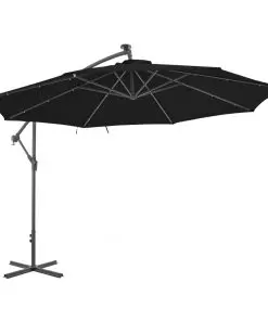 vidaXL Cantilever Umbrella with Aluminium Pole 350 cm Black