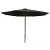 vidaXL Outdoor Parasol with Wooden Pole 350 cm Black