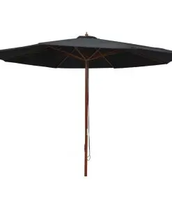 vidaXL Outdoor Parasol with Wooden Pole 350 cm Black