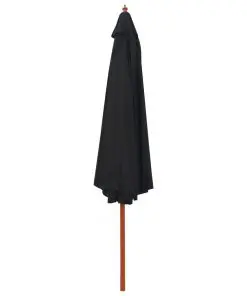 vidaXL Outdoor Parasol with Wooden Pole 350 cm Black