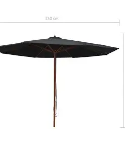 vidaXL Outdoor Parasol with Wooden Pole 350 cm Black