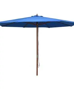 vidaXL Outdoor Parasol with Wooden Pole 350 cm Blue