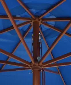 vidaXL Outdoor Parasol with Wooden Pole 350 cm Blue