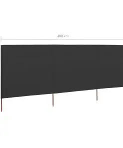 vidaXL 3-panel Wind Screen Fabric 400×80 cm Anthracite