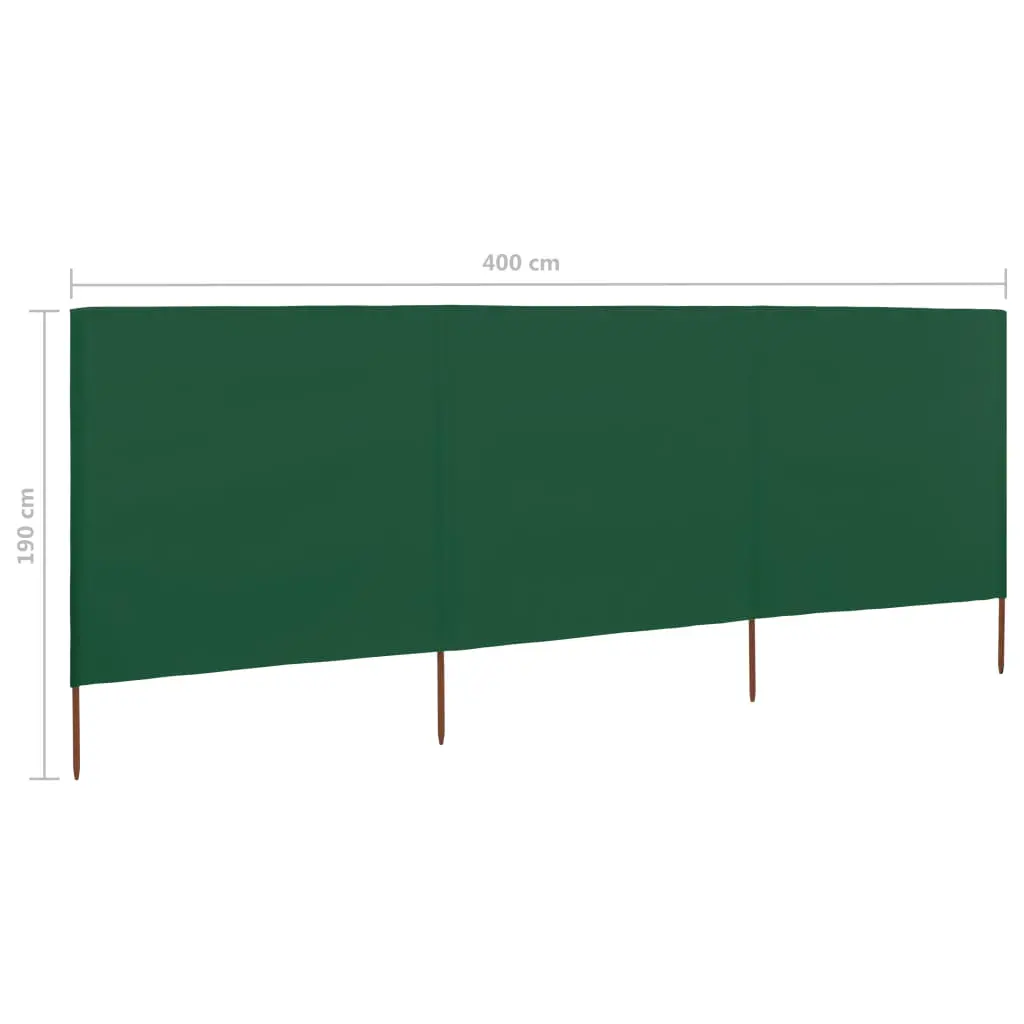 vidaXL 3-panel Wind Screen Fabric 400×160 cm Green
